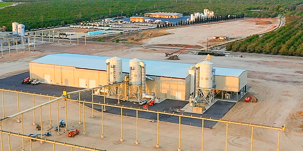 Metal building almond hulling facility